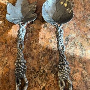 Arthur Court Silver Leaf and Grape Design Serving Spoons